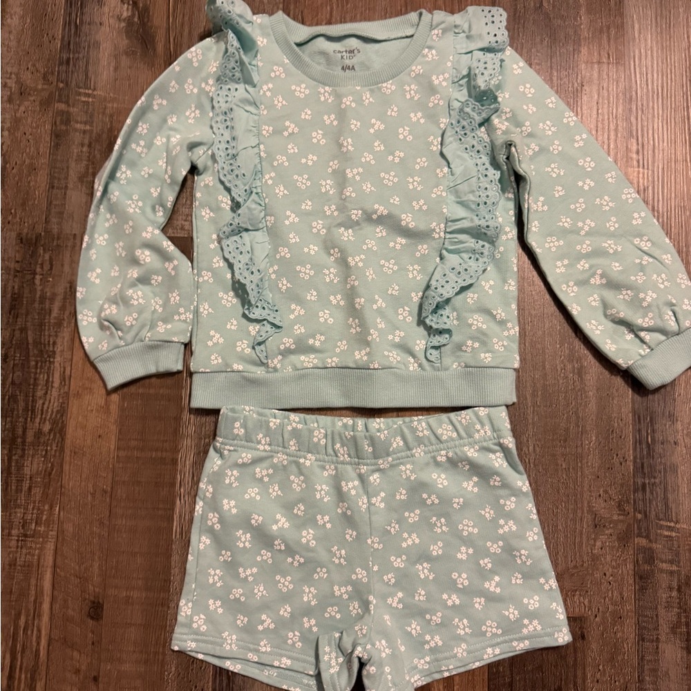 Girls Carters sweatshirt and shorts outfit